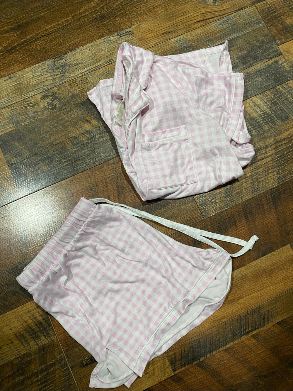 Jessica Simpson Pink Gingham Short Pajama Set